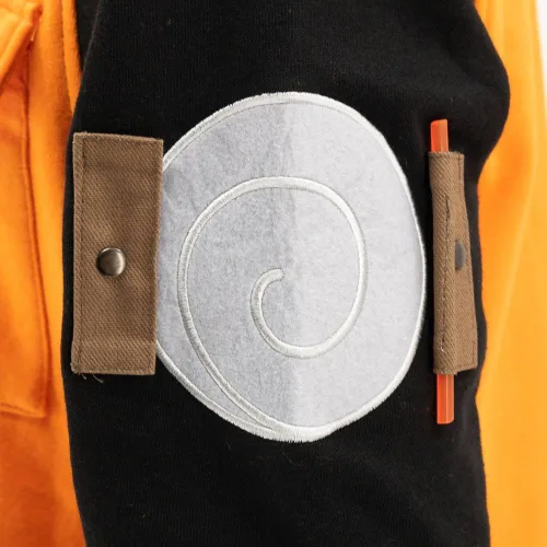 Miniatura 3 de Ripple Junction Naruto Shippuden Men's Authentic Full Zip Hooded Sweatshirt wChest Pockets Black Orange Officially Licensed