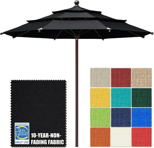 Miniatura 15 de EliteShade USA Sombrilla de Mercado de 10 Años Sin Decoloración de 9 Pies 3 Niveles Sombrilla de Patio Sombrilla de Mesa para Exteriores con Beige
