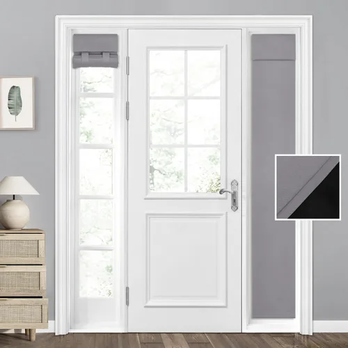 Miniatura 30 de HOMEIDEAS Cortinas 100% Opacas para Luces Laterales de Puerta Principal, Cubierta de Ventana de Puerta de Aula, Persianas de Privacidad