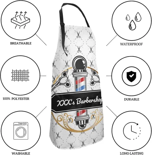 Miniatura 4 de Delantal de barbería personalizado para hombres y mujeres, delantal de texto personalizado con bolsillos, delantal ajustable personalizado