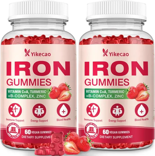 Miniatura 8 de Gomitas de suplemento de hierro, suplemento de hierro vegano para mujeres y hombres, sangre saludable, apoyo energético e inmunológico, sabor a