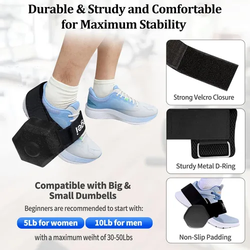 Miniatura 4 de Accesorio de Pie para Mancuerna para Entrenamiento de Piernas, Correas de Accesorio para Mancuerna Pie de Mono de Extensión para Entrenador de Negro