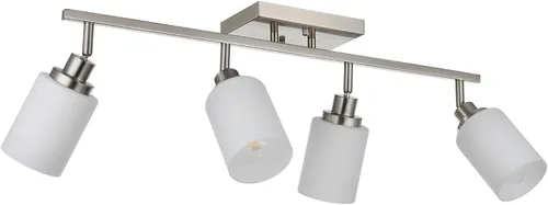 Miniatura 15 de TODOLUZ Luminarias de Riel de 2 Luces Aplique de Pared, Foco de Níquel Cepillado para Cocina Sala de Estar Comedor Pasillo, Base de Bombilla E26
