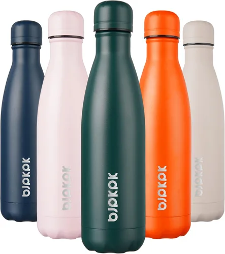 Miniatura 17 de BJPKPK Botellas de agua de acero inoxidable con aislamiento de 17 onzas, mantiene el frío y el calor, brillante oro rosa Oro rosa brillante