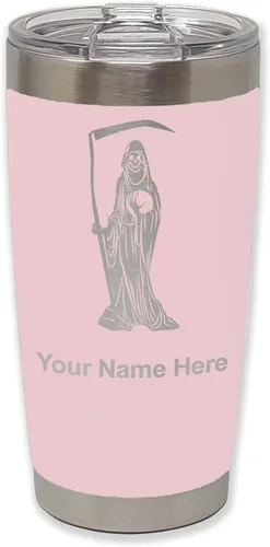 Miniatura 14 de LaserGram Vaso aislado al vacío de 20 onzas, Santa Muerte, grabado personalizado incluido (negro)