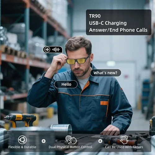 Miniatura 6 de Lentes de seguridad inteligentes con Bluetooth para hombres y mujeres, volumen ultra fuerte, luces LED recargables de 20 horas de tiempo