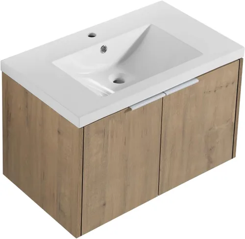 Miniatura 15 de LKTART Moderno flotador de 30 pulgadas para baño y lavabo, conjunto de tocador montado en la pared con puerta de cierre suave, juego de gabinete