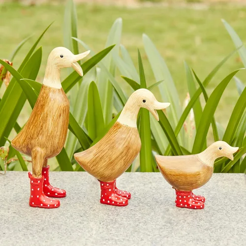 Miniatura 3 de Pato con botas, decoraciones de patio, arte de jardín, patos charcos con botas de agua manchadas lindas - Individual - Estatuas de decoración