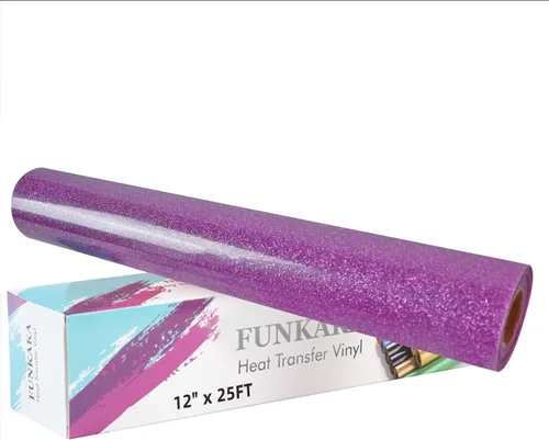 Miniatura 23 de FUNKAKA Rollos de vinilo de transferencia de calor HTV negro con purpurina, vinilo de poliuretano para planchar de 12 pulgadas x 25 pies