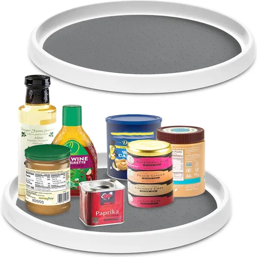 Juego de 2, organizador antideslizante Lazy Susan de 12 pulgadas, tocadiscos Lazy Susan para gabinete, organizador de gabinete de cocina,