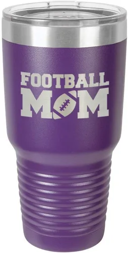 Miniatura 19 de FOOTBALL MOM - Vaso negro de 30 onzas con popote y tapa superior deslizante Taza de viaje de acero inoxidable Comparar con Yeti Rambler