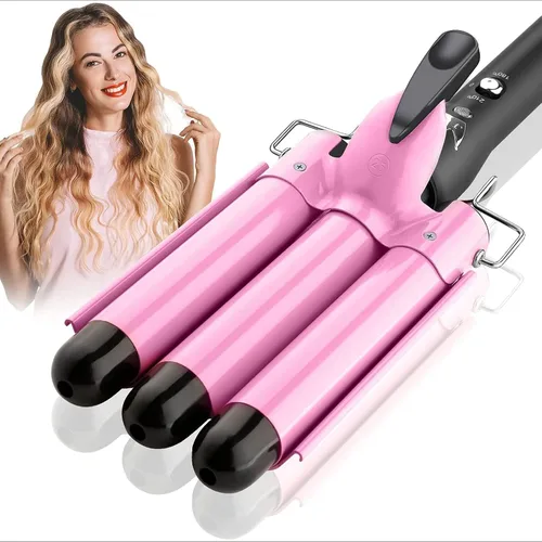 Miniatura 12 de Crimpadora de cabello rizador de tres barriles: herramienta de pelo Aleath de doble voltaje, rizador de hierro de 1 pulgada y 3 barriles