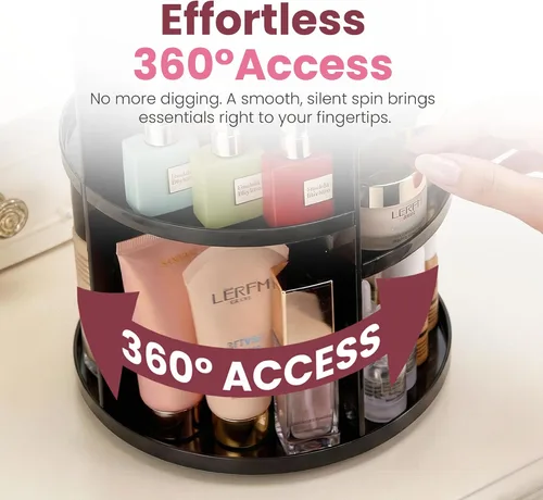 Miniatura 3 de Organizador de maquillaje giratorio de 360 grados – Altura ajustable y totalmente giratorio. El organizador de cosméticos perfecto para el tocador