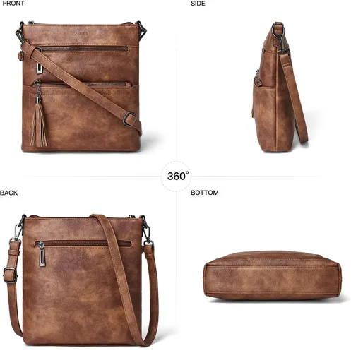 Miniatura 6 de Bolso cruzado para mujer, mediano y grande, de cuero vegano, bolso de mano para el hombro, bolso de mano de moda para viajes