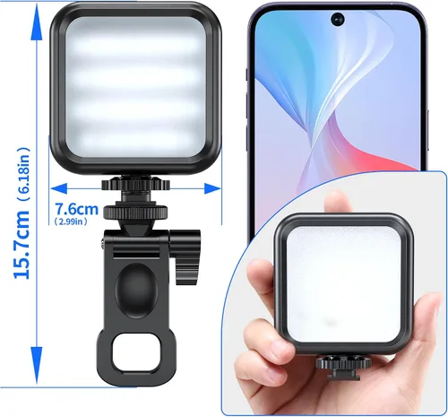 Miniatura 7 de Pixel Luces de conferencia LED ajustables para selfie, 3 modos de iluminación de video con clip recargable, con cámara frontal de video