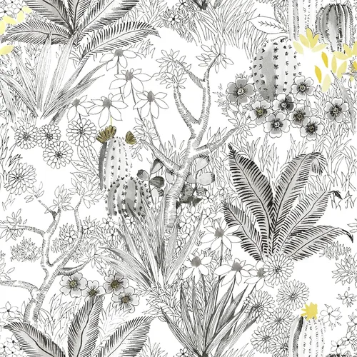 Miniatura 10 de Wudnaye Papel tapiz bohemio para despegar y pegar, papel tapiz Catus de 17.7 x 118.1 pulgadas, papel tapiz floral vintage para despegar y pegar