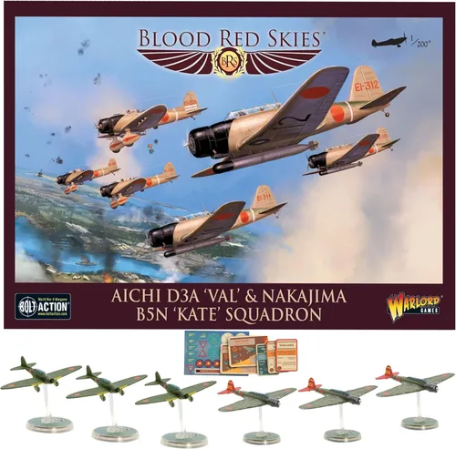Wargames Delivered - Warlord Games Blood Red Skies - Aichi D3A 'Val' & Nakajima B5N 'Kate' Escuadrón Escala 1/200, Kit de avión modelo para el juego