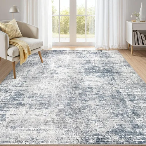 Miniatura 35 de kakania Alfombra lavable de 3 x 5, antideslizante, moderna, de pelo bajo, para entrada, dormitorio, cocina, baño, apta para niños, mascotas, robot