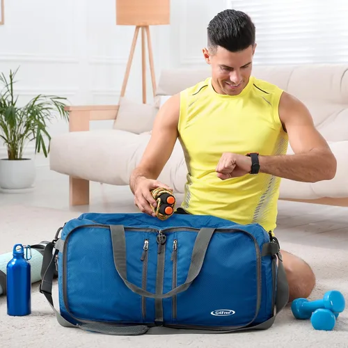 Miniatura 7 de G4Free, bolsa plegable, de lona, para viajar, liviana, de 22 pulgadas, para equipaje, deportes, gimnasio