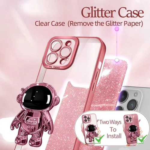 Miniatura 112 de Buleens Funda para iPhone 11 Pro Max Astronauta, Fundas Transparentes para iPhone 11 ProMax con Papel con Purpurina y Soporte de Astronauta, Mujeres
