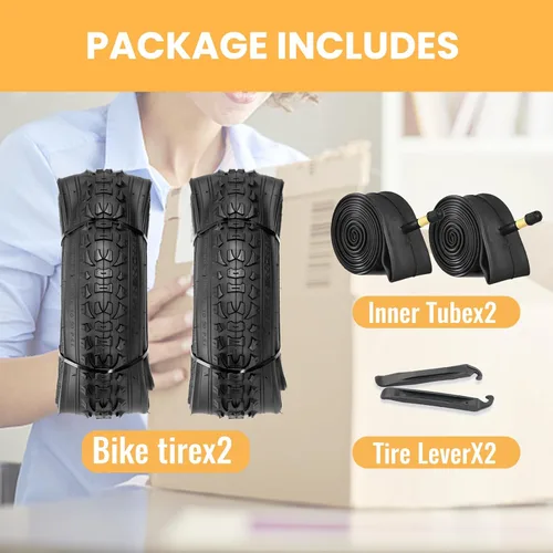 Miniatura 8 de Hycline Juego de neumáticos para bicicleta de montaña: 2 unidades de 20/24/26x1.95 pulgadas de repuesto plegables de alta densidad para bicicletas