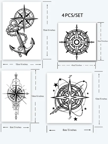 Miniatura 4 de INKARTLINK Tattoo Tech, 4 hojas de tatuaje semipermanente, tatuajes temporales de diseño artístico para adultos, dura 1-2 semanas, impermeable