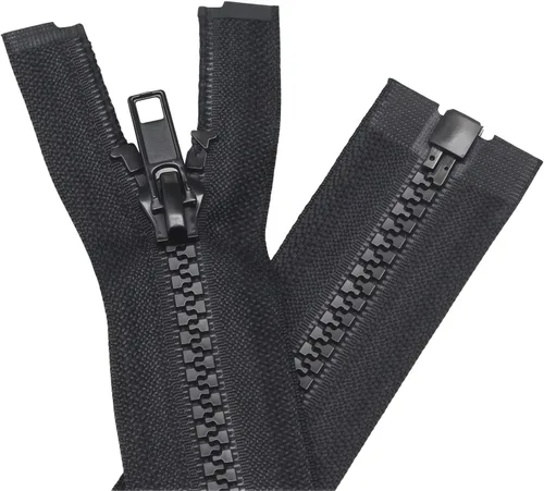 YaHoGa 2PCS cremalleras separadoras #5 de 5 pulgadas para coser abrigos y chaquetas, cremallera de chaqueta, cremalleras de plástico moldeado negro