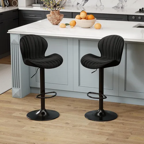 Miniatura 20 de Youhauchair - Juego de 2 taburetes de bar modernos, de terciopelo con altura ajustable y giratorios, sillas de isla de cocina sin brazos con Azul