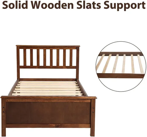 Miniatura 6 de Twin Bed, Premium Platform Bed Frame with Strong Wood Slat Support, Easy Assembly, No Box Spring Needed (Walnut)