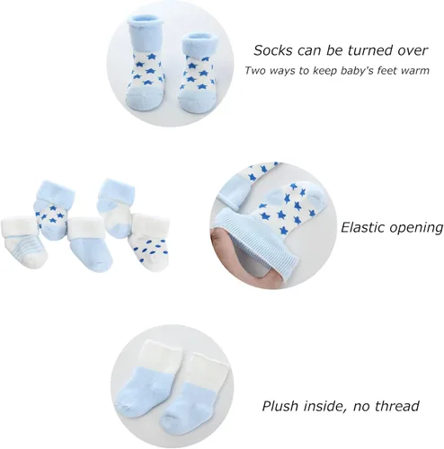 Miniatura 2 de Calcetines unisex de rizo para bebé, paquete de 5 unidades, para bebé y niña de 0 a 12 meses, calcetines de algodón cálido