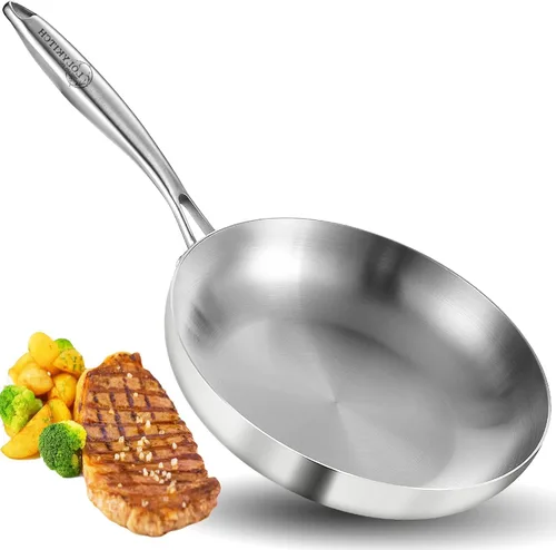 Miniatura 12 de LOLYKITCH Sartén de 9.5 Pulgadas de Acero Inoxidable de Tres Capas, Sartén, Sartén de Cocina por Inducción, Apta para Lavavajillas y Horno, Mango