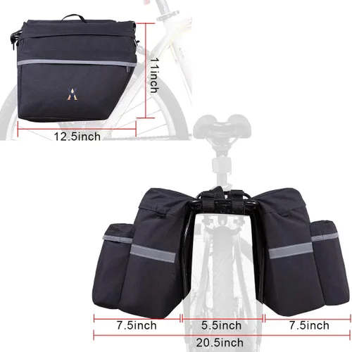 Miniatura 5 de Bolsa de Alforja para Bicicleta - Bolsa de Bicicleta de 30L con Borde Reflectante, Resistente al Agua, Bolsas de Asiento Trasero para Bicicleta
