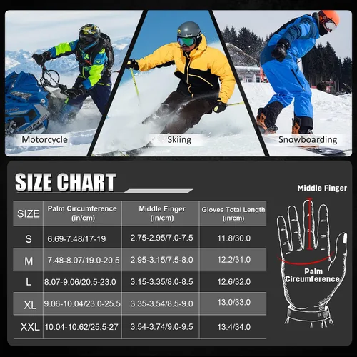 Miniatura 6 de MCTi Guantes de esquí impermeables para hombre, cálidos, 3M, Thinsulate, snowboard, motos de nieve y clima frío