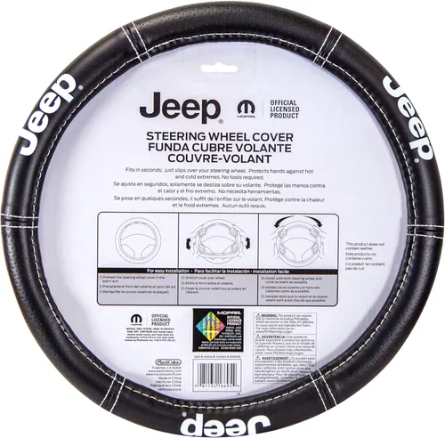 Miniatura 2 de Plasticolor 006695R01 Jeep Deluxe - Funda para volante de alta calidad con costuras de alto contraste para automóviles, camiones y SUV, color negro