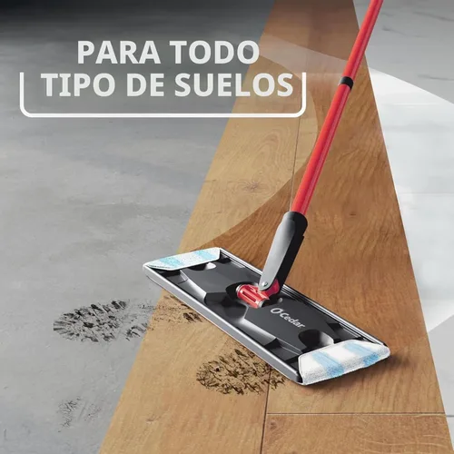 Miniatura 9 de O-Cedar H2prO - Sistema de trapeador plano con 1 cabezal de trapeador Herramienta de limpieza rápida Limpiar con agua limpia Almohadilla