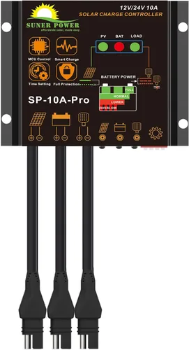 Miniatura 10 de SUNER POWER Controlador de Carga Solar MPPT de 10 Amperios 12V, Pantalla LCD + Estado de Carga, Regulador de Panel Solar 10A con Sensor
