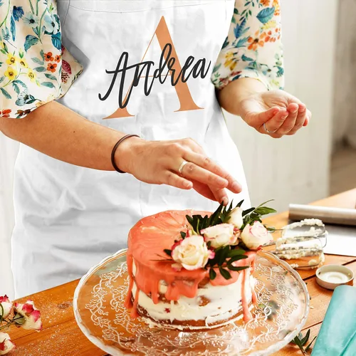 Miniatura 6 de Delantal con nombre inicial personalizado, regalos de cocina para mujeres y hombres, diseño inicial personalizado, para cocinar, barbacoa, parrilla