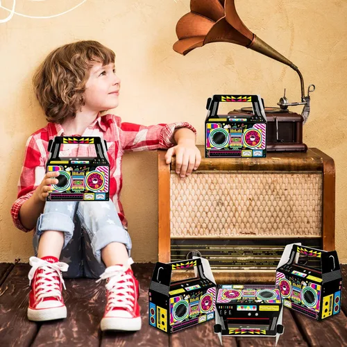 Miniatura 5 de Zonon 24 Piezas Cajas de Favores de Fiesta de los 80s Cajas Boom Novedosas de los 90s Decoración de Fiesta Regalo Dulces Golosinas para Centros