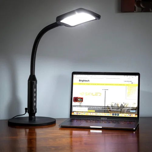 Miniatura 7 de Brightech Litespan - Lámpara LED de pie y escritorio 2 en 1, altura ajustable, sombras, cuello, luz esteticista para pestañas, lámpara de pie