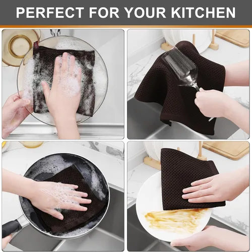Miniatura 540 de Kitinjoy - Paños de cocina de 100 % algodón, tela de tejido gofrado, paño de limpieza ultrasuave, absorbente y de secado rápido. Beige