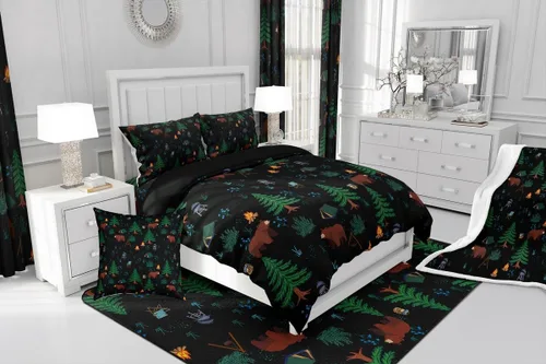 Miniatura 8 de Erosebridal Juego de edredón de pesca tamaño individual para hombres, juego de ropa de cama de peces de lubina para pescadores, niños de caza