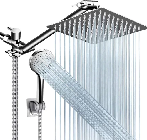 Miniatura 11 de PinWin Moderno cabezal de ducha cuadrado grande de 12 pulgadas con 5 modos de ducha de mano, brazo ajustable, fácil instalación sin herramientas