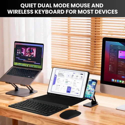 Miniatura 8 de SOPPY Funda con teclado Bluetooth con mouse para iPad de 6ª/5ª generación, iPad Pro de 9.7 pulgadas, Air 1/2, teclado inalámbrico desmontable