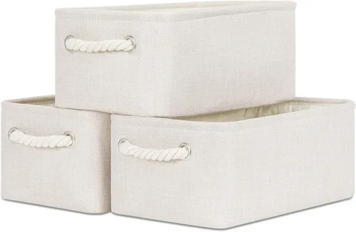 Miniatura 35 de Bidtakay Cestas de almacenamiento de tela con asas [paquete de 2] organizador de lona grande de 16 x 11.8 x 11.8 pulgadas, canastas altas plegables