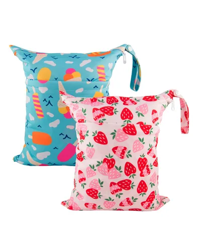 Miniatura 22 de babygoal Bolsas para artículos húmedos y secos, paquete de 3, bolsas de viaje reutilizables impermeables para trajes de baño, pañales de tela