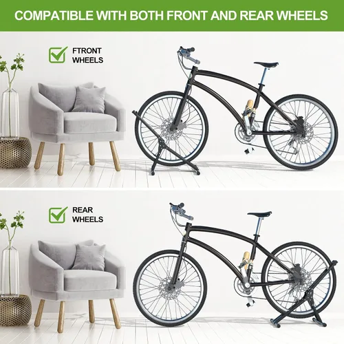 Miniatura 6 de RELIANCER Soporte de almacenamiento ajustable para bicicletas, estante de estacionamiento para bicicletas, soporte de rueda de bicicleta estable