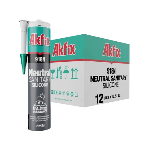 Miniatura 18 de Akfix 905N - Calafateo de silicona transparente 100% para construcción y construcción (12 x 10.5 onzas líquidas), sin disolventes, bajo olor