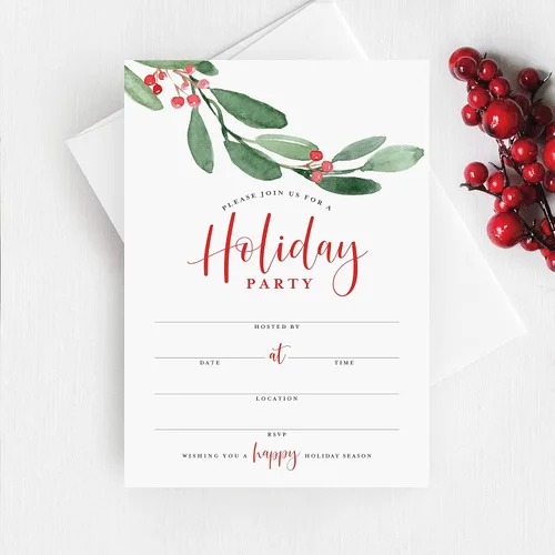 Miniatura 2 de Bliss Collections Invitaciones para fiestas navideñas con sobres, 25 invitaciones de temporada festiva de 5x7 para rellenar con 25 sobres