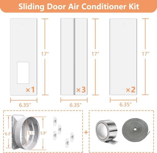 Miniatura 6 de Kit de ventilación de aire acondicionado para puerta corrediza de 95 pulgadas con red de pantalla y 2 burletes herméticos de ahorro de energía