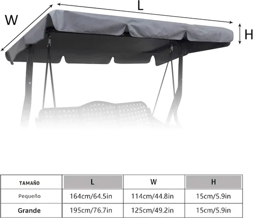 Miniatura 2 de Toldo de repuesto para silla columpio de patio al aire libre, cubierta de toldo de 3 plazas, impermeable, resistente al viento, anti-UV, resistente